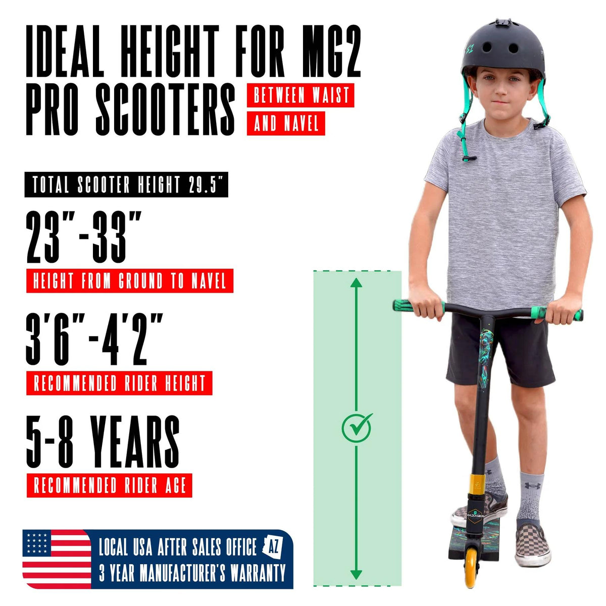 Sizing Guide for Madd Gear MG2 Obsidian Pro Scooter