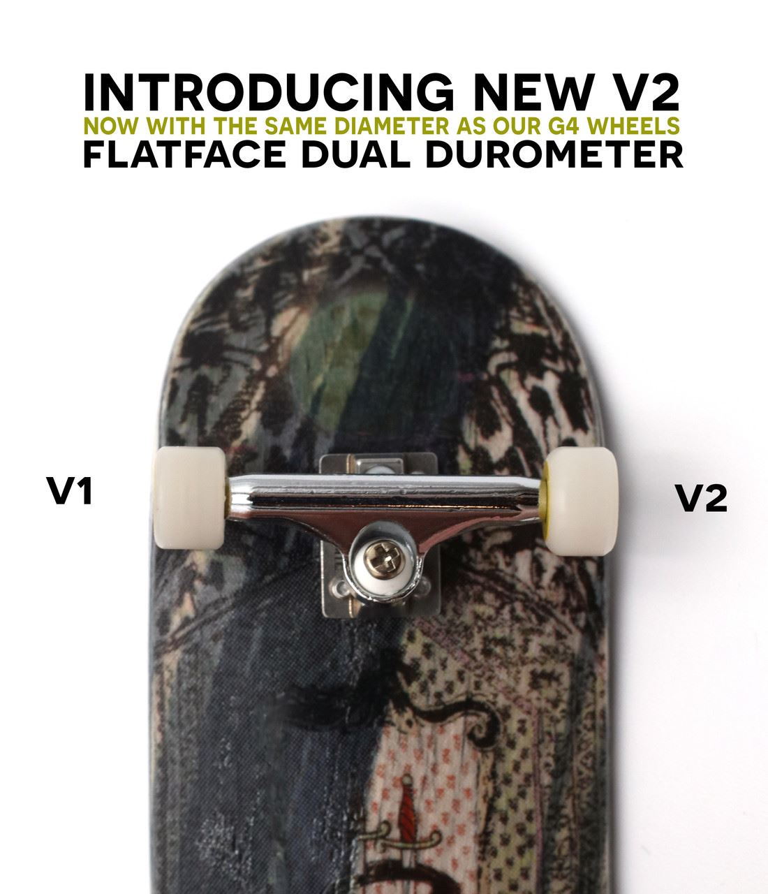 FlatFace Fingerboard Dual Durometer V2 Bearing Wheels - Black and White