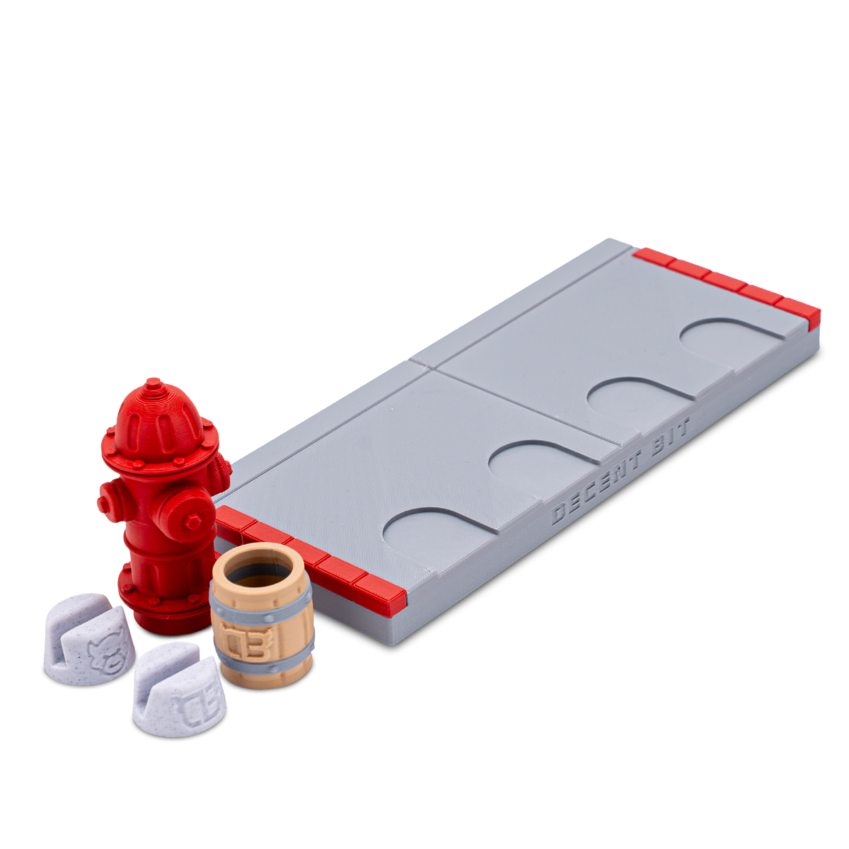 DecentBit Fingerboard Ramp - Sidewalk Stand w/Hydrant and Barrel