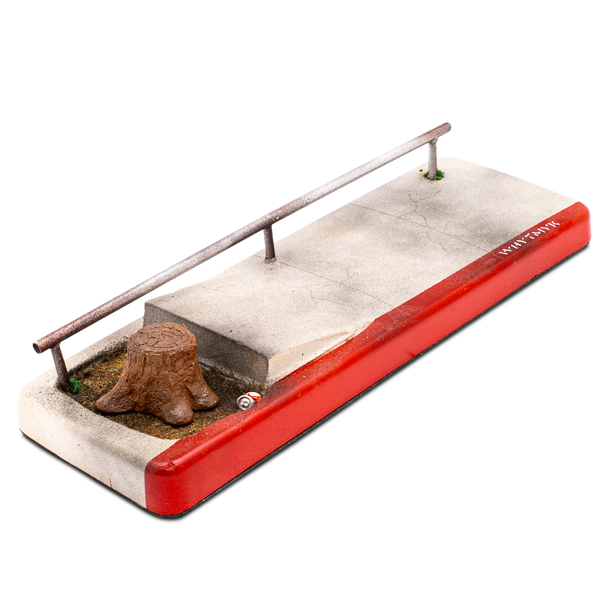 WhytMykConcrete Fingerboard Ramp - XXL Sidewalk with Low Rail and Tree Stump